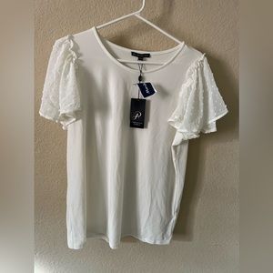 White with sheer sleeves shirt